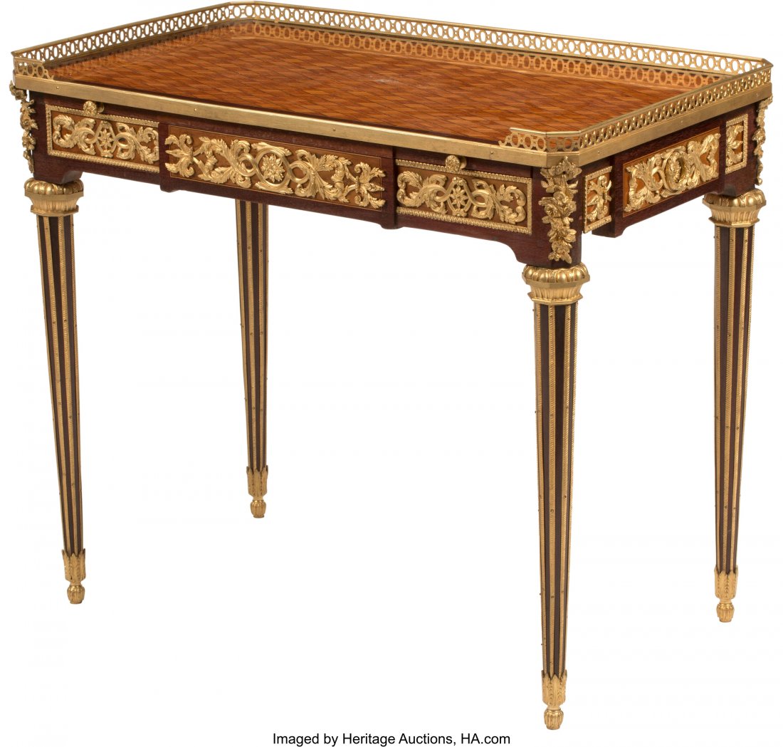 A French Louis XVI-Style Inlaid and Gilt Bronze (1 of 4)