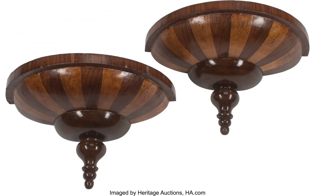 A Pair of Victorian-Style Inlaid Demilune Bracke (1 of 3)