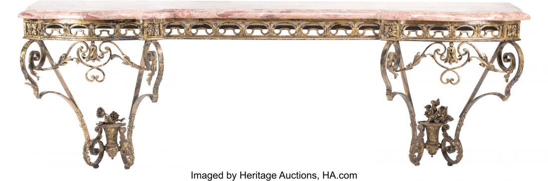 A French Rococo-Style Wrought Iron Console with (1 of 4)