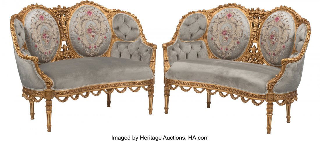 A Pair of French Regence-Style Carved Giltwood M (1 of 4)