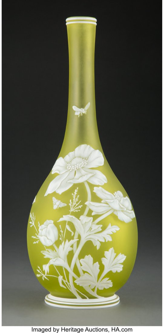 Tall Thomas Webb & Sons Cameo Glass Poppy Bottle: Tall Thomas Webb & Sons Cameo Glass Poppy Bottle Vase, circa 1900 13-1/2 inches (34.3 cm) HID03101062020 © 2020 Heritage Aucti