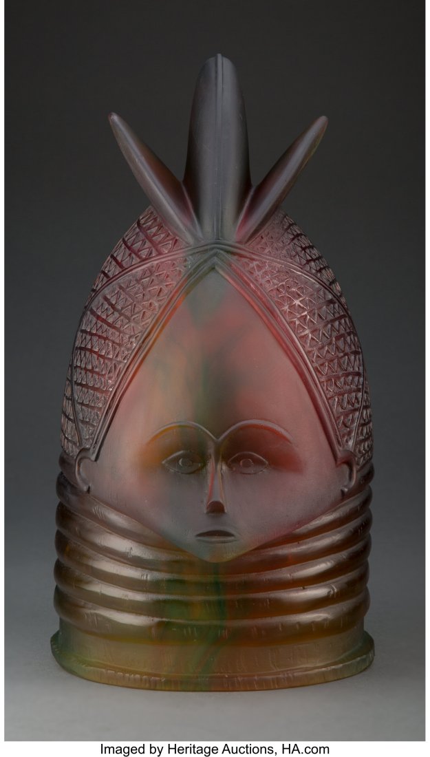 Limited Edition Daum Pâte de Verre Masque de la: Limited Edition Daum Pâte de Verre Masque de la Sierra Leone Marks: Daum France 006/225 15-1/2 inches (39.4 cm) HID03101062020 &NewLin