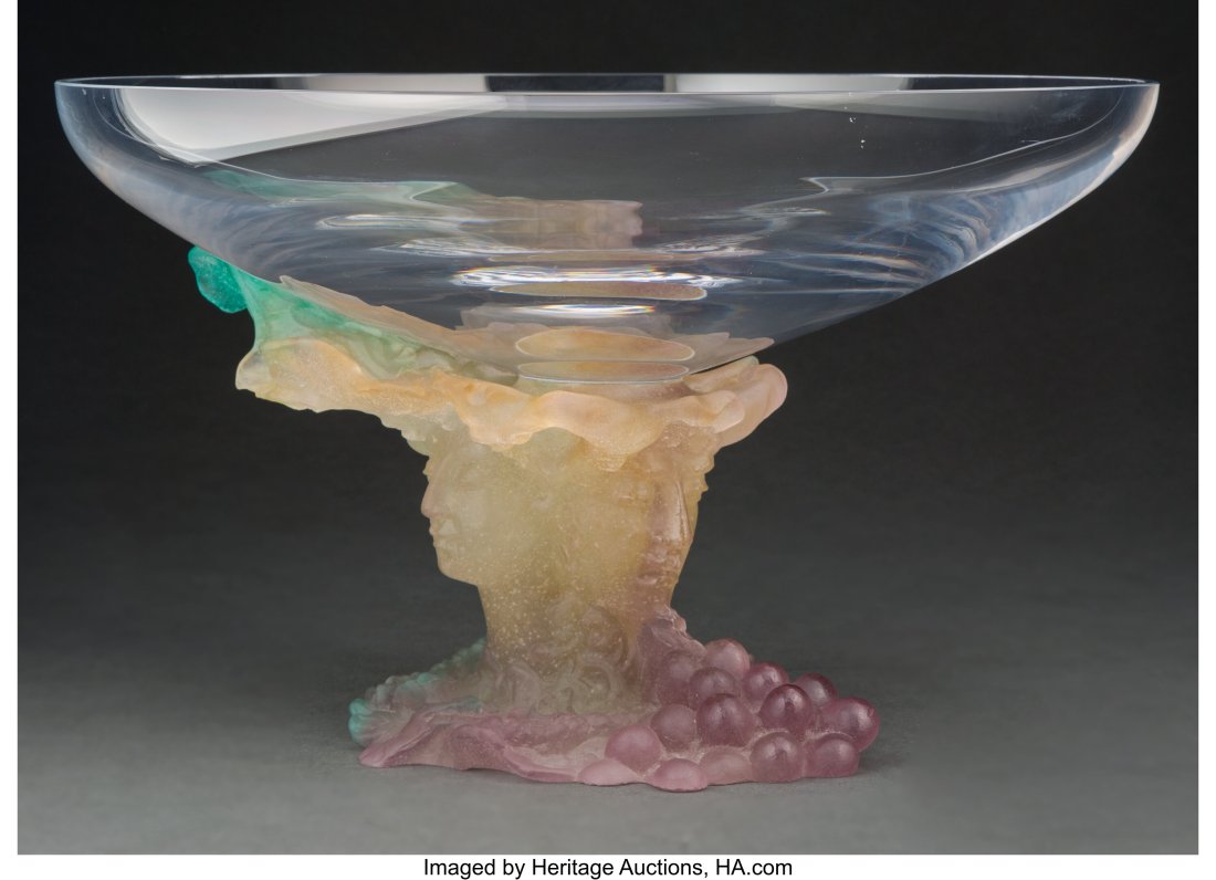 Daum Pâte de Verre Bacchus Coupe with Original: Daum Pâte de Verre Bacchus Coupe with Original Fitted Box, late 20th century Marks: Daum, France 8 inches (20.3 cm) HID03101062020 