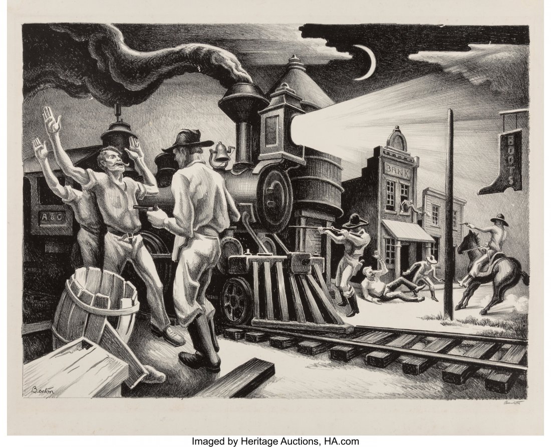 Thomas Hart Benton (American, 1889-1975) Jessie : Thomas Hart Benton (American, 1889-1975) Jesse James, 1936 Lithograph on paper 16-1/8 x 21-3/4 inches (41.0 x 55.2 cm) (image) Edition o