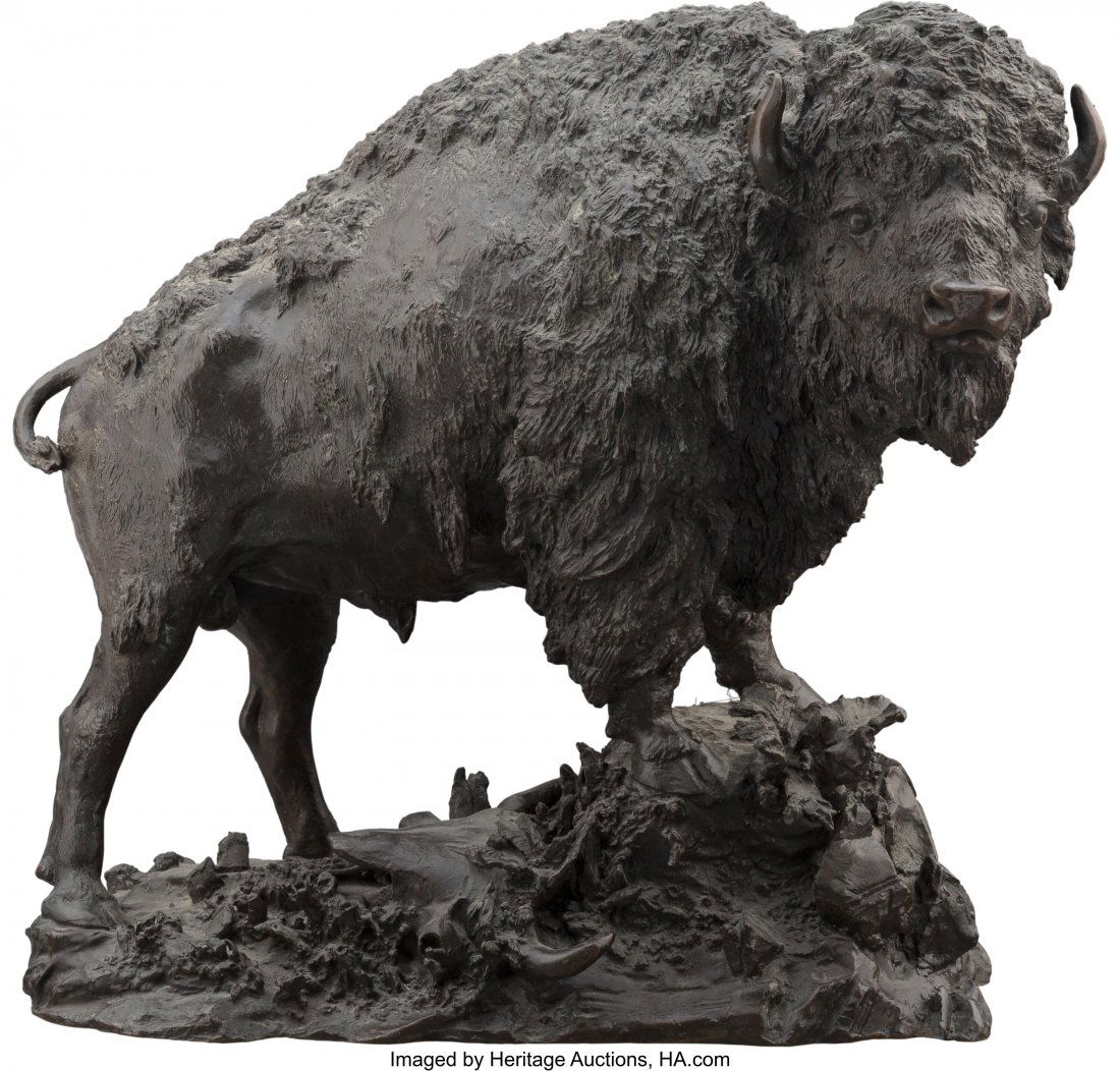 Henry Merwin Shrady (1871-1922) Monarch of the P: Henry Merwin Shrady (1871-1922) Monarch of the Plains, 1899 Bronze with brown patina 13-1/2 inches (34.3 cm) high Inscribed on base: Henry Merwin Shrady &sol