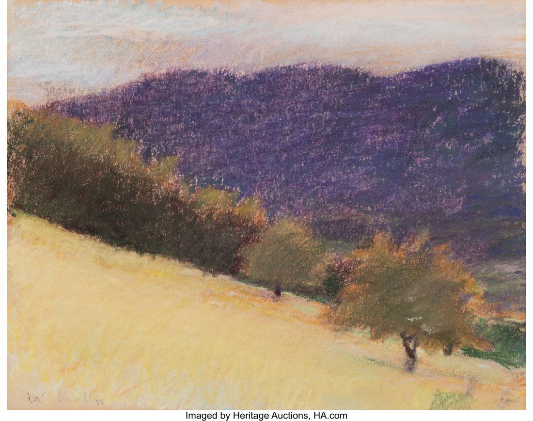 Wolf Kahn (American, 1927-2020) Purple Hills, 19: Wolf Kahn (American, 1927-2020) Purple Hills, 1970 Pastel on paper 11 x 13-3/4 inches (27.9 x 34.9 cm) (sheet) Signed lower left: W&pe