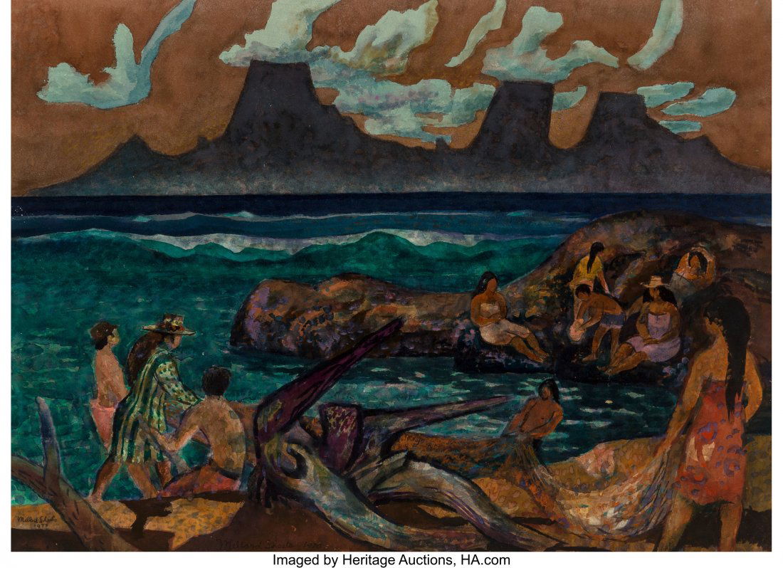 Millard Sheets (American, 1907-1989) Evening Lua: Millard Sheets (American, 1907-1989) Evening Luau, Tahiti, 1970-73 Watercolor and pencil on paper 22 x 30 inches (55.9 x 76.2 cm) (sheet)