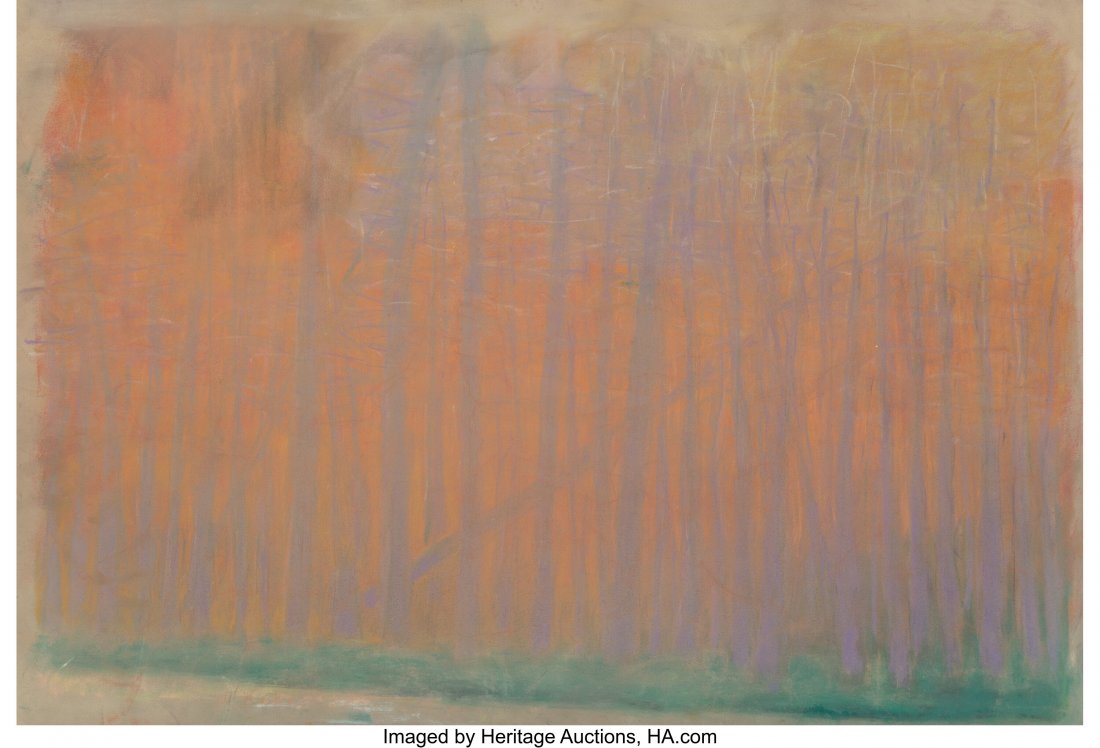 Wolf Kahn (American, 1927-2020) Green Tree Scree: Wolf Kahn (American, 1927-2020) Green Tree Screen Pastel on paper 30 x 44 inches (76.2 x 111.8 cm) (sheet) Signed lower left: W. Kahn PRO