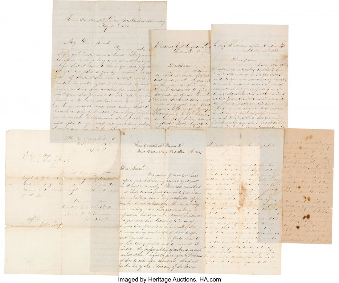 Civil War Archive of James Smith, 28th Pennsylva: Civil War Archive of James Smith, 28th Pennsylvania Volunteer Infantry Regiment. An archive of six letters from James C. Smith to his wife, Sarah, and one document from