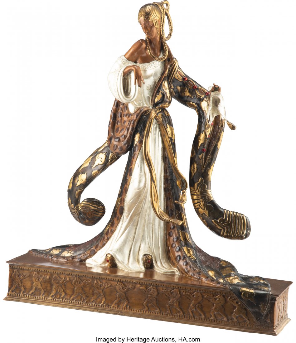Erté (Romain de Tirtoff) (Russian/French, 1892-: Erté (Romain de Tirtoff) (Russian/French, 1892-1990) Rigoletto, 1988 Cold painted and partial gilt bronze 19-3/4 x 18-1/8 x 5-3/4 inches (50