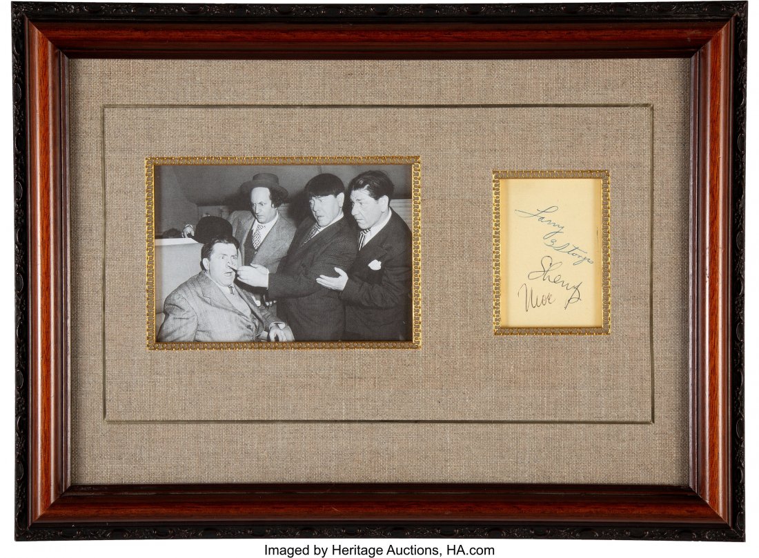 The Three Stooges Moe, Larry, and Shemp Clipped : The Three Stooges Moe, Larry, and Shemp Clipped Signatures (Circa 1940s-1950s) Vintage original signatures of "Moe Howard," "Larry Fine," and "Shemp Howard" on 2&peri