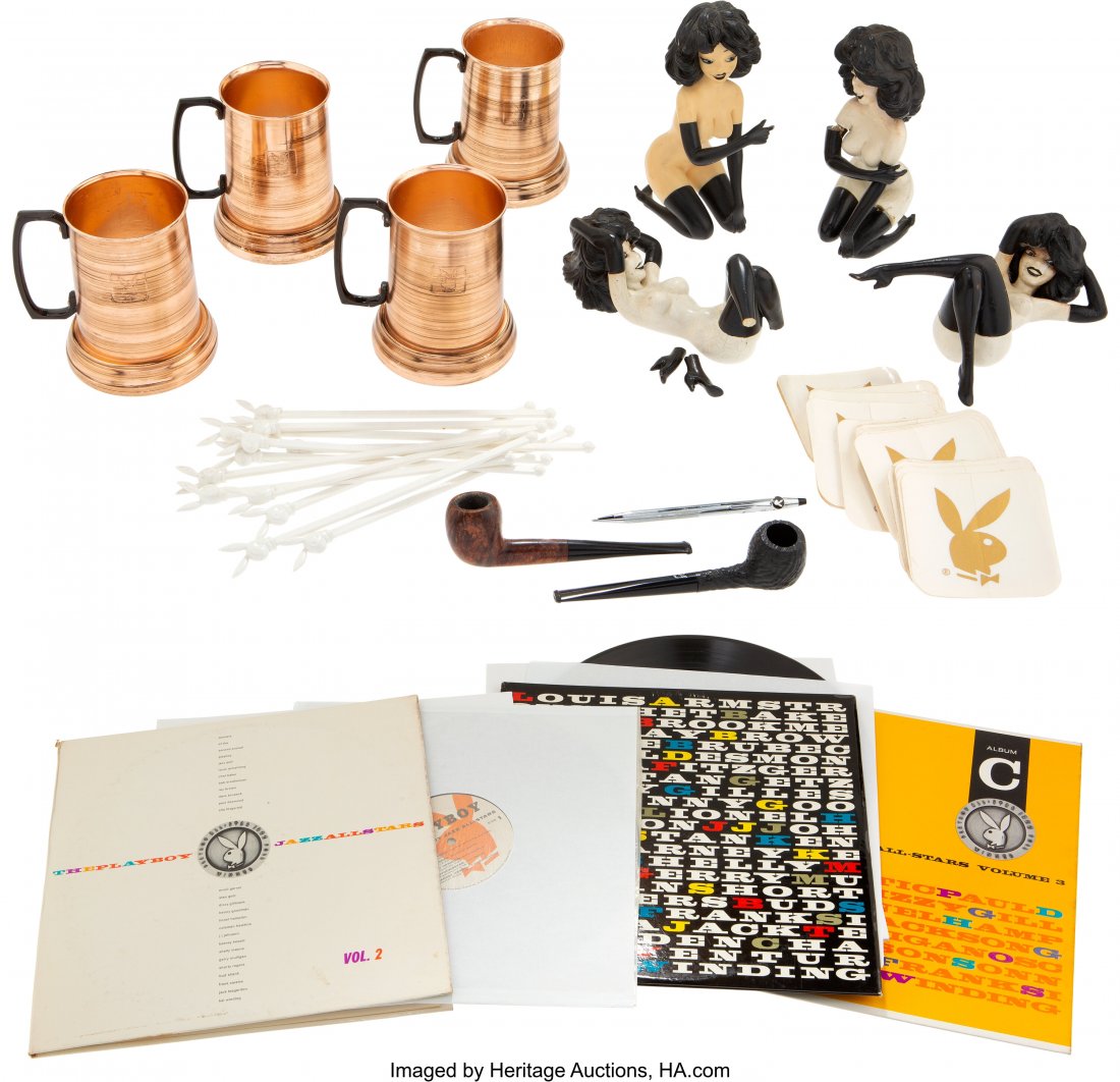 Collection of (21+) Early Playboy Memorabilia In: Collection of (21+) Early Playboy Memorabilia Including LeRoy Neiman Designed "Femlin" Figures (ca. 1960s) Vintage original (21+) items of Playboy-relate