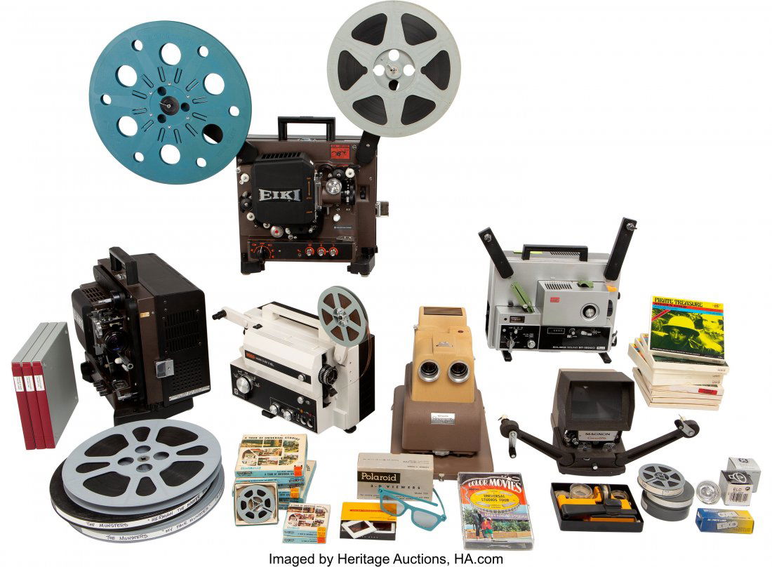 Massive Collection of (12) Film Projectors and (: Massive Collection of (12) Film Projectors and (125+) Vintage 8mm & 16mm Commercial Films (1960s-2000s). Vintage and contemporary collection of projectors