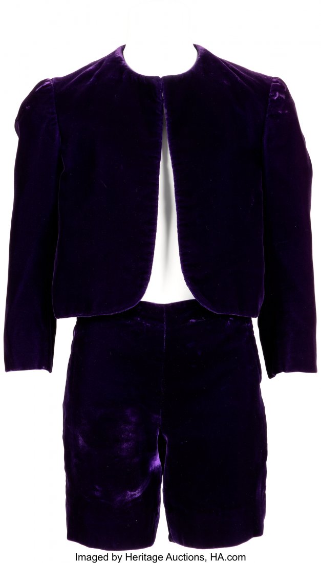 Butch Patrick "Eddie Munster" purple velvet cost: Butch Patrick "Eddie Munster" purple velvet costume from The Munsters (CBS, 1964-1966). Vintage original (2) piece "Little Lord Fauntleroy-style" suit worn by Butch Pa