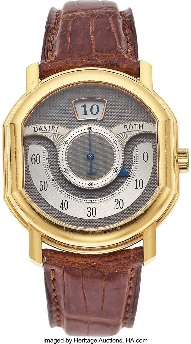 Daniel Roth Rare, 18k Rose, Jump Hour Papillon W: Daniel Roth Rare, 18k Rose, Jump Hour Papillon Wristwatch, No.100/110. Case: 35mm x 41mm (from lug to lug) 38mm (body), 18k rose gol