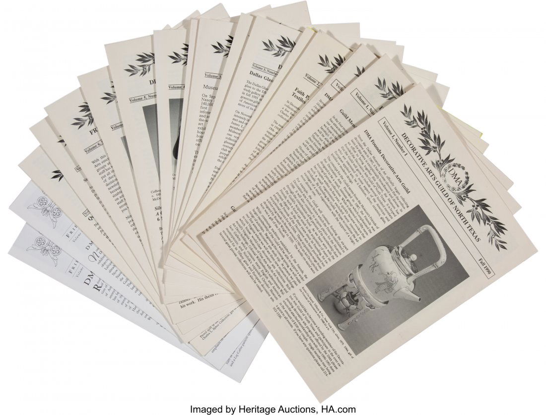 A Complete Set of Decorative Arts Guild of North: A Complete Set of Decorative Arts Guild of North Texas Newsletters, Dallas, Texas, 1990-2001 11 x 8-1/2 inches (27.9 x 21.6 cm) I loved working at the Dal