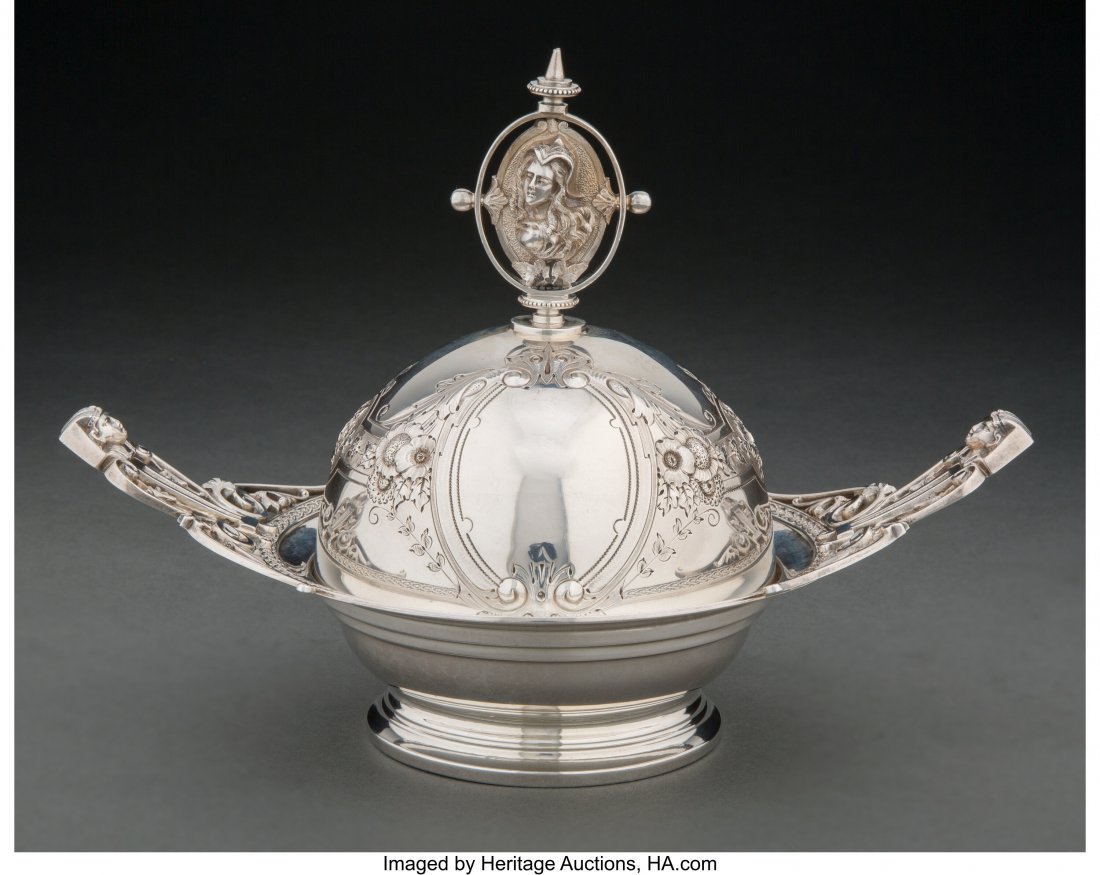 A Wood & Hughes Coin Silver Covered Butter Dish, (1 of 5)