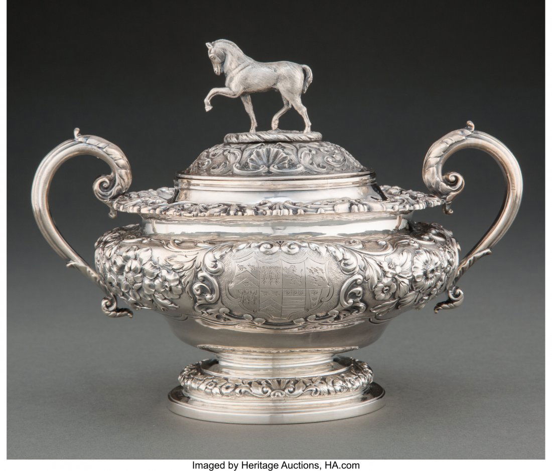 A Paul Storr Silver Figural Covered Sugar Bowl, (1 of 5)