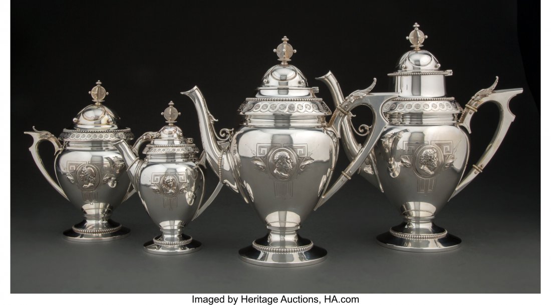 A Four-Piece Wood & Hughes Medallion Pattern Sil (1 of 4)