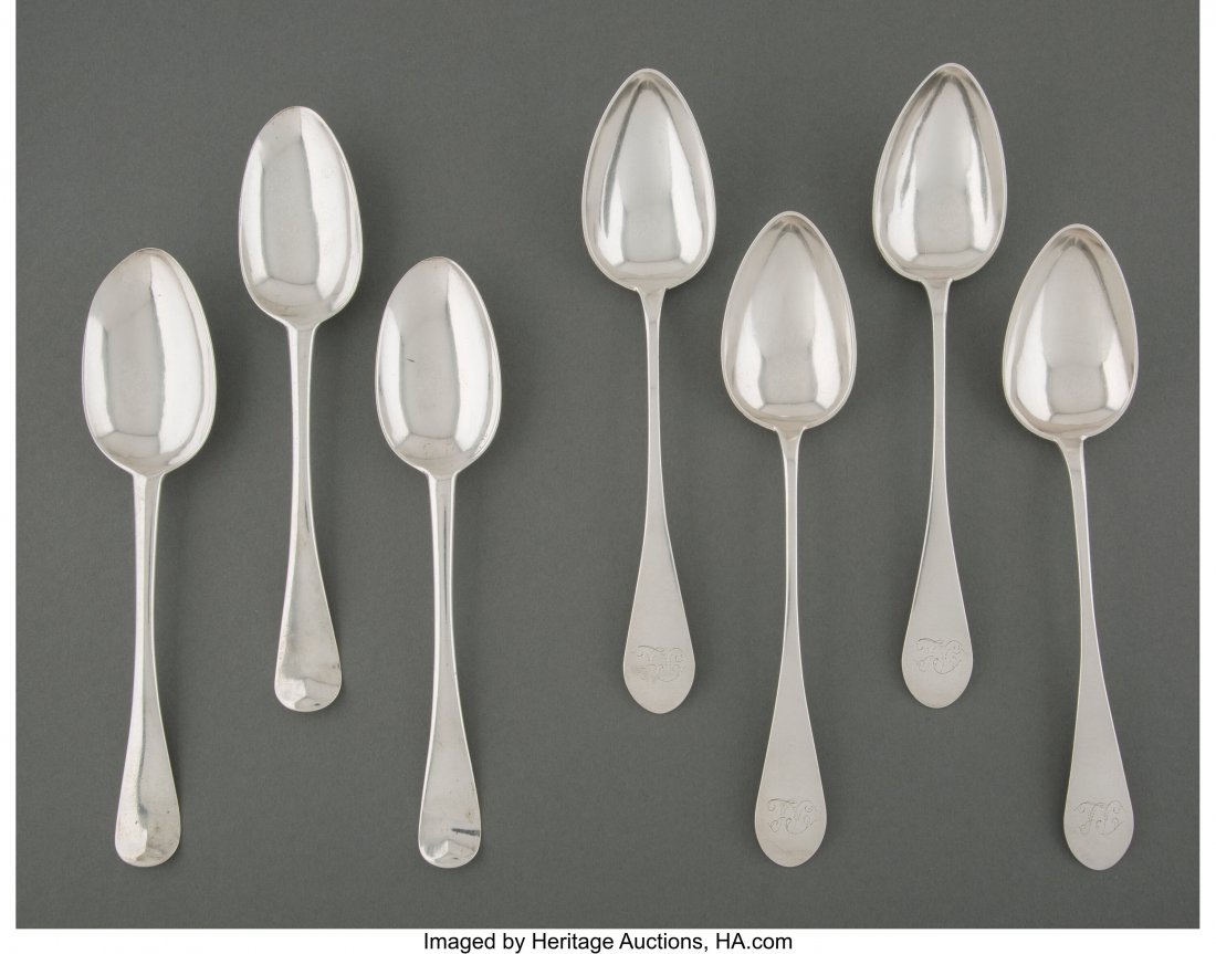 A Group of Seven American Coin Silver Table Spoo (1 of 4)