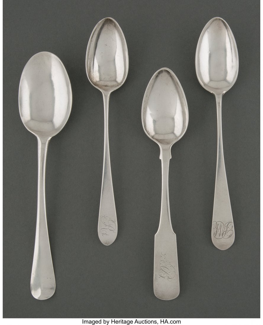 A Group of Four American Coin Silver Table Spoon (1 of 3)