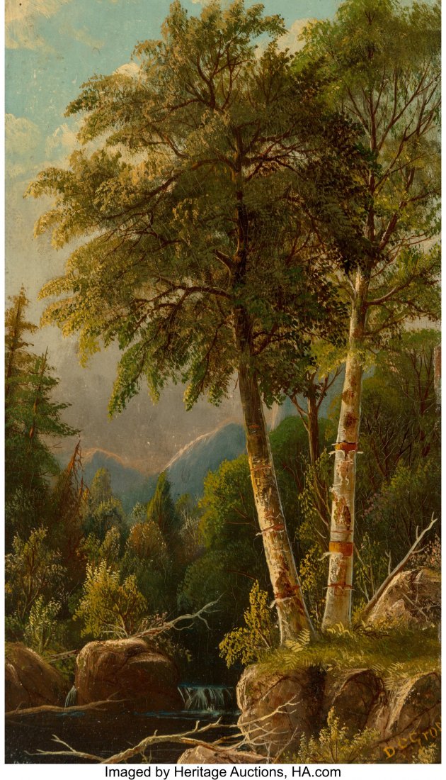 Daniel Charles Grose (American, 1865-1910) Lands: Daniel Charles Grose (American, 1865-1910) Landscape with Birches Oil on board 12 x 7 inches (30.5 x 17.8 cm) Signed lower right: D.C. Grose