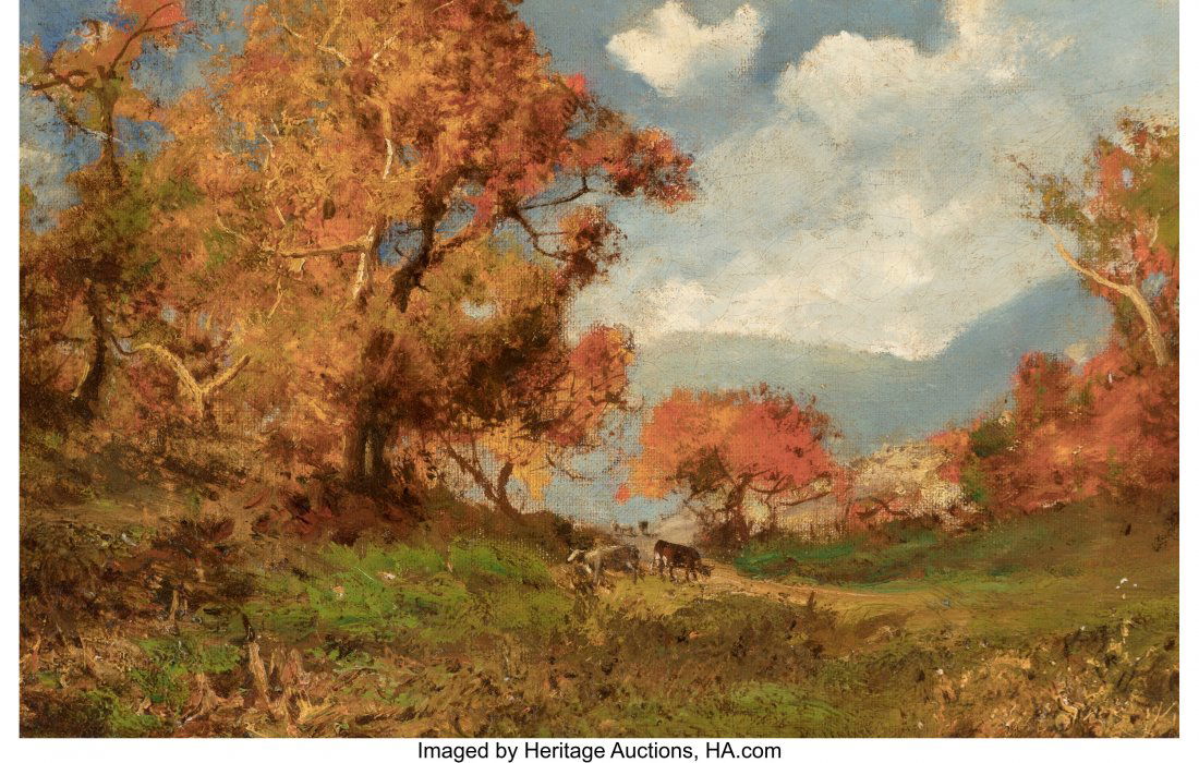 William Hart (American, 1823-1894) Landscape wit: William Hart (American, 1823-1894) Landscape with Cows, circa 1870s Oil on canvas 12 x 18 inches (30.5 x 45.7 cm) Signed lower right: W. Hart