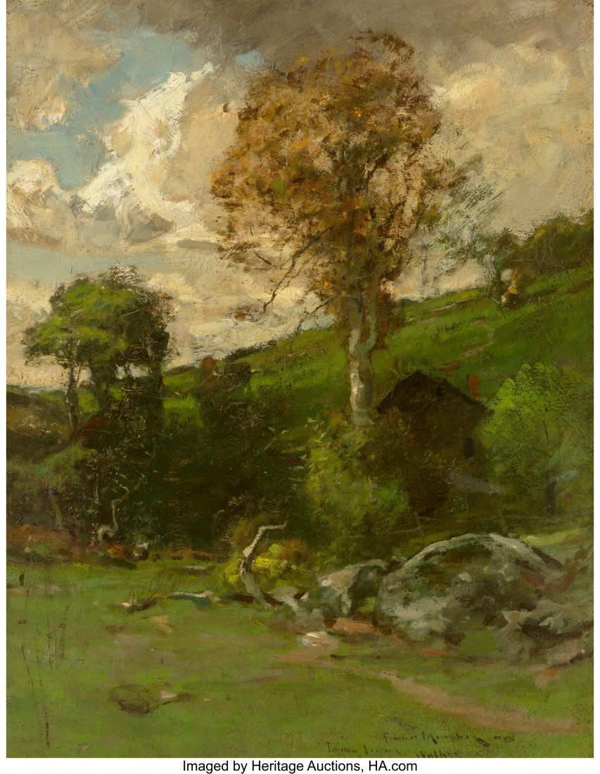 John Francis Murphy (American, 1853-1921) Side H: John Francis Murphy (American, 1853-1921) Side Hill, circa 1879 Oil on canvas 18-1/2 x 14-3/8 inches (47.0 x 36.5 cm) Signed and inscribed indisti