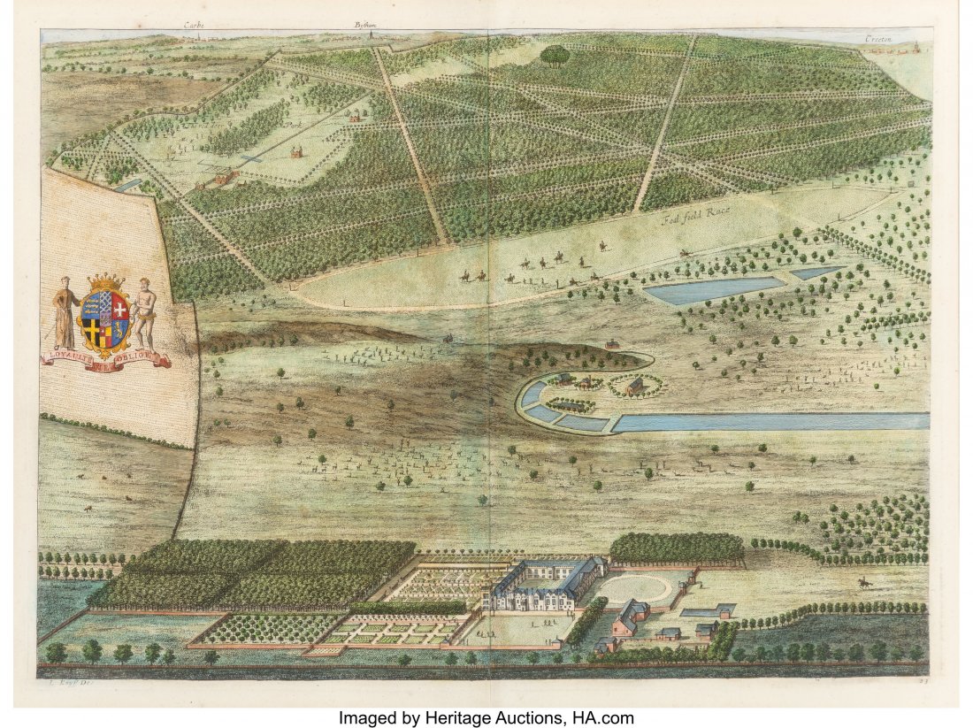 Johannes Kip (Dutch, 1653-1722) Grimthorp (Plate: Johannes Kip (Dutch, 1653-1722) Grimthorp (Plate No. 22 from Perspective Views of Royal Palaces), circa 1715 Etching in color with letterpress on paper, la