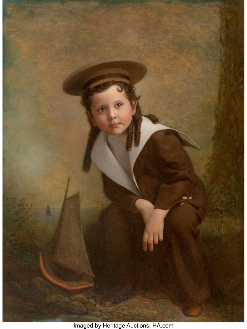 Albert J. Purdy (American, 1835-1909) The Little: Albert J. Purdy (American, 1835-1909) The Little Sailor, 1899 Oil on canvas 42 x 32 inches (106.7 x 81.3 cm) Signed lower left: A.J&pe