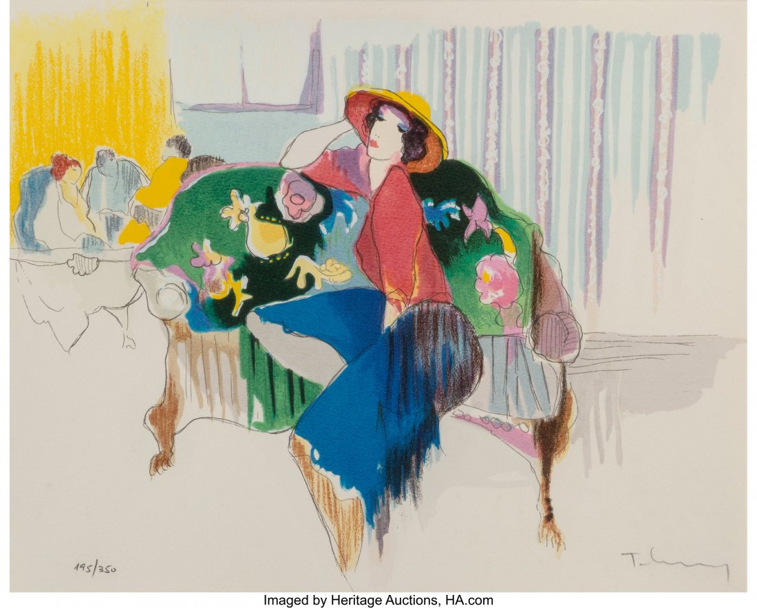 Itzchak Isaac Tarkay (Serbian/Israeli, 1935-2012: Itzchak Isaac Tarkay (Serbian/Israeli, 1935-2012) Dans Le Salon, from Les Parisiens II, 1993 Serigraph in colors on wove paper 10 x 13-1/2 inches (25.4 