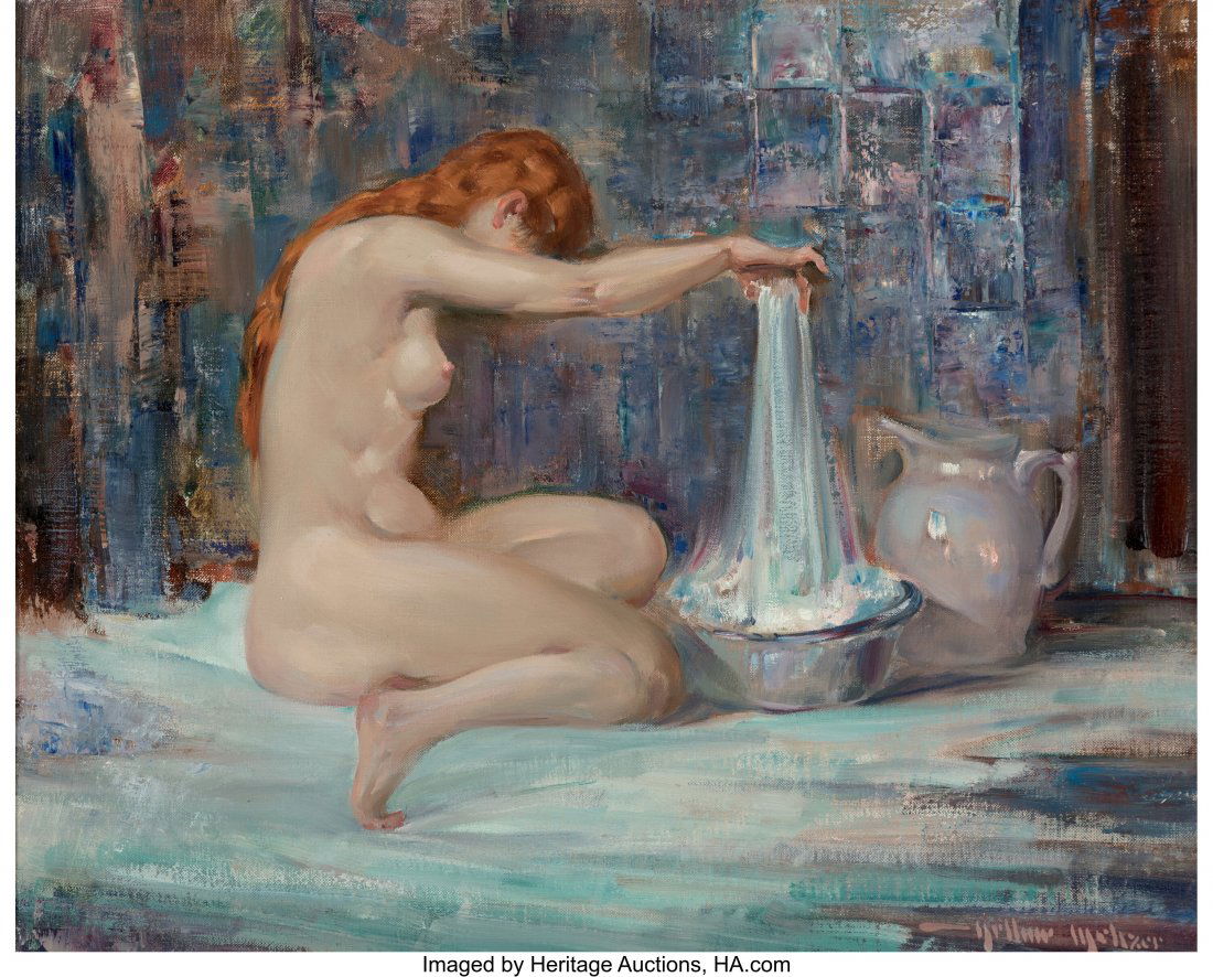 Arthur Meltzer (American, 1893-1989) Nude Oil on: Arthur Meltzer (American, 1893-1989) Nude Oil on canvas 16 x 20 inches (40.6 x 50.8 cm) Signed lower right: Arthur Meltzer HID031010620