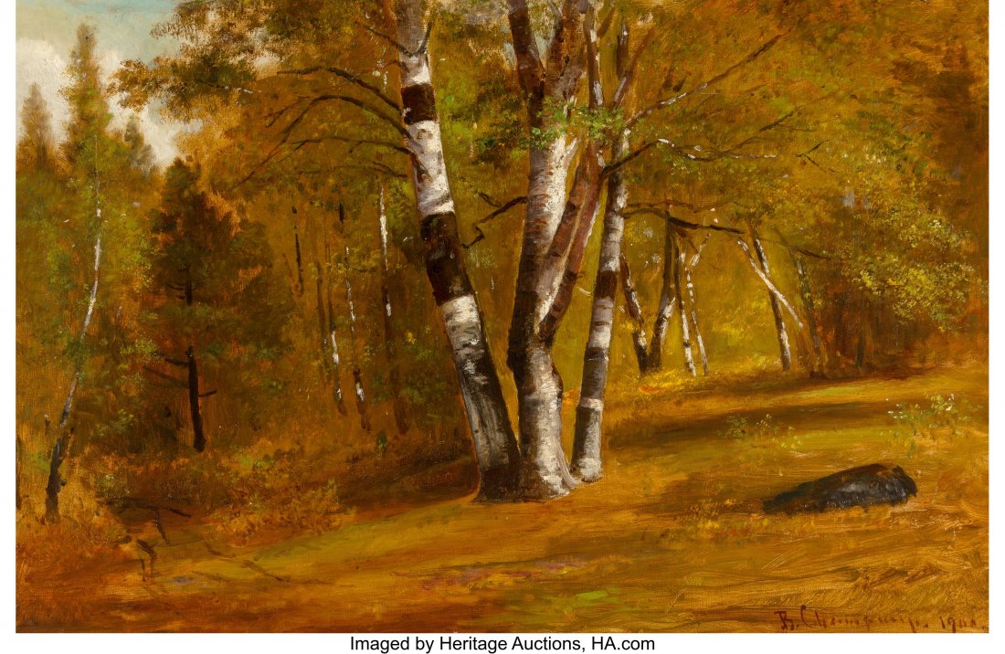 Benjamin Champney (American, 1817-1907) Birches,: Benjamin Champney (American, 1817-1907) Birches, 1900 Oil on canvas 16 x 24 inches (40.6 x 61.0 cm) Signed and dated lower right: B. Champney