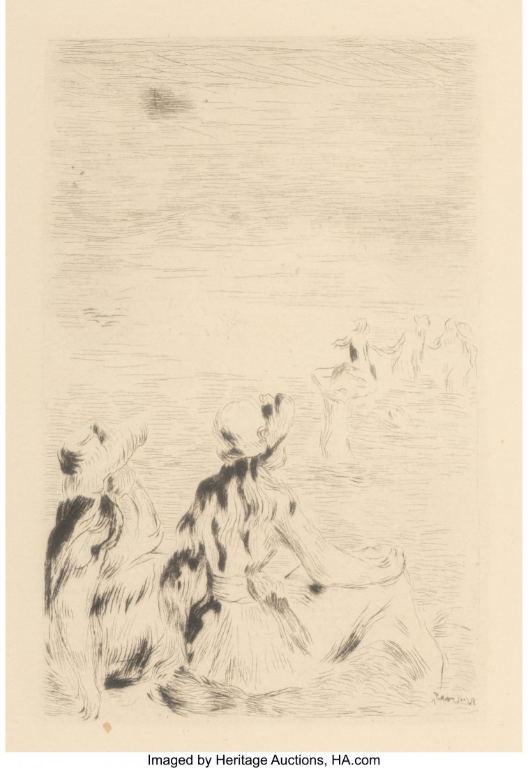 Pierre-Auguste Renoir (French, 1841-1919) Sur la: Pierre-Auguste Renoir (French, 1841-1919) Sur la Plage à Berneval, 1919 Etching and drypoint on laid paper 4-1/2 x 3 inches (11.4 x 7.6 cm) &lp