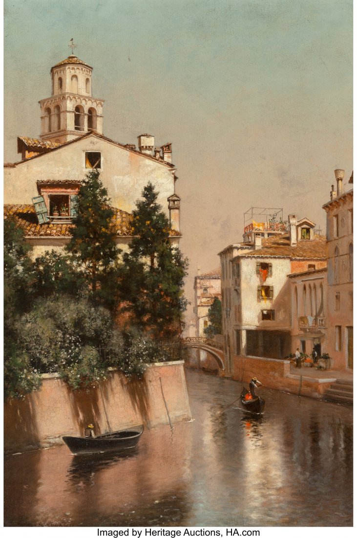 Warren Sheppard (American, 1858-1937) Venetian c: Warren Sheppard (American, 1858-1937) Venetian canal Oil on canvas 18 x 12 inches (45.7 x 30.5 cm) Signed lower left: Warren Sheppard Property from the Es