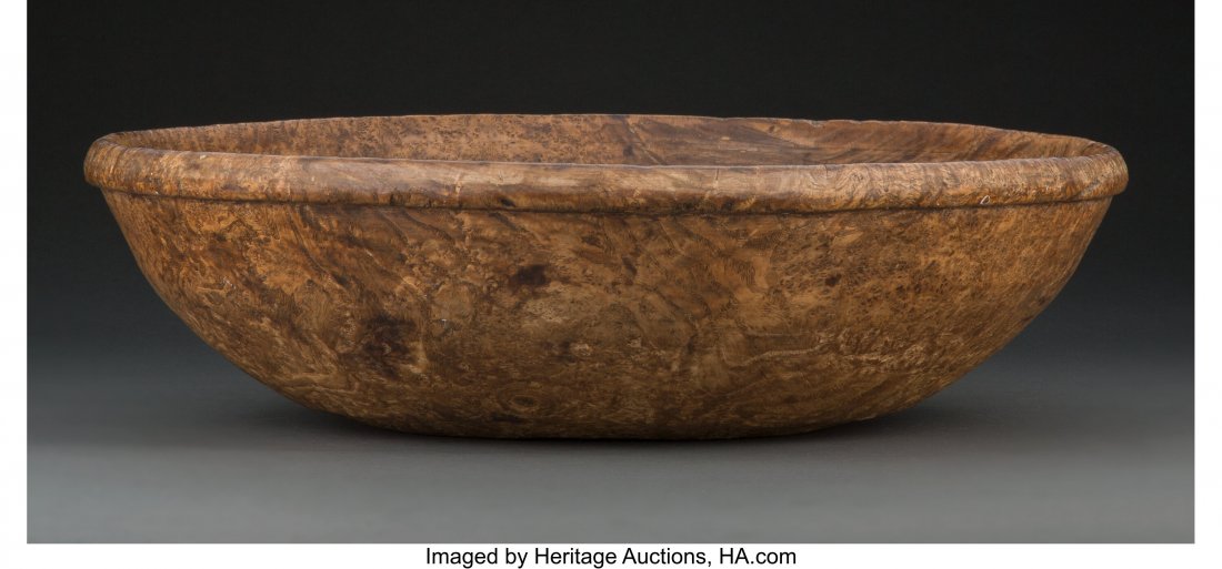 A Turned Curly Maple Bowl 4-3/4 x 17 inches (12.: A Turned Curly Maple Bowl 4-3/4 x 17 inches (12.1 x 43.2 cm) HID03101062020 © 2020 Heritage Auctions | All Rights Reserved