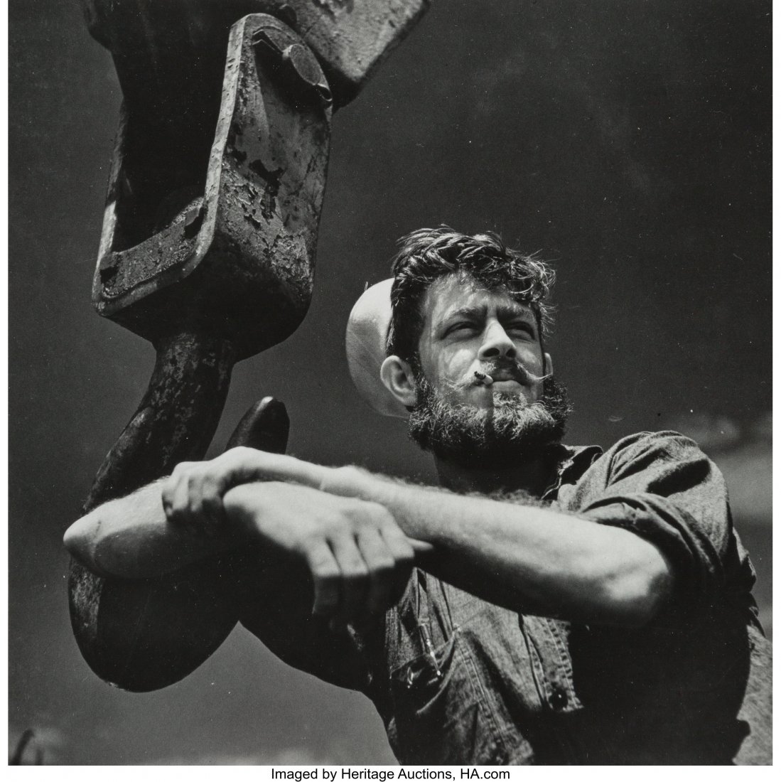 Horace Bristol (American, 1909-1997) Sailor with: Horace Bristol (American, 1909-1997) Sailor with Crane, Pearl Harbor Dry Dock, 1944 Gelatin silver print, printed later, ferrotyped 7-3/8 x 7-1/4 inches