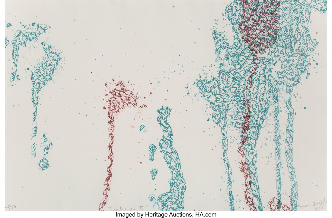 Imran Qureshi (b. 1972) Leakage II, 2011 Etching: Imran Qureshi (b. 1972) Leakage II, 2011 Etching in colors on Somerset paper 14-3/4 x 22-1/2 inches (37.5 x 57.2 cm) (sheet) Ed.