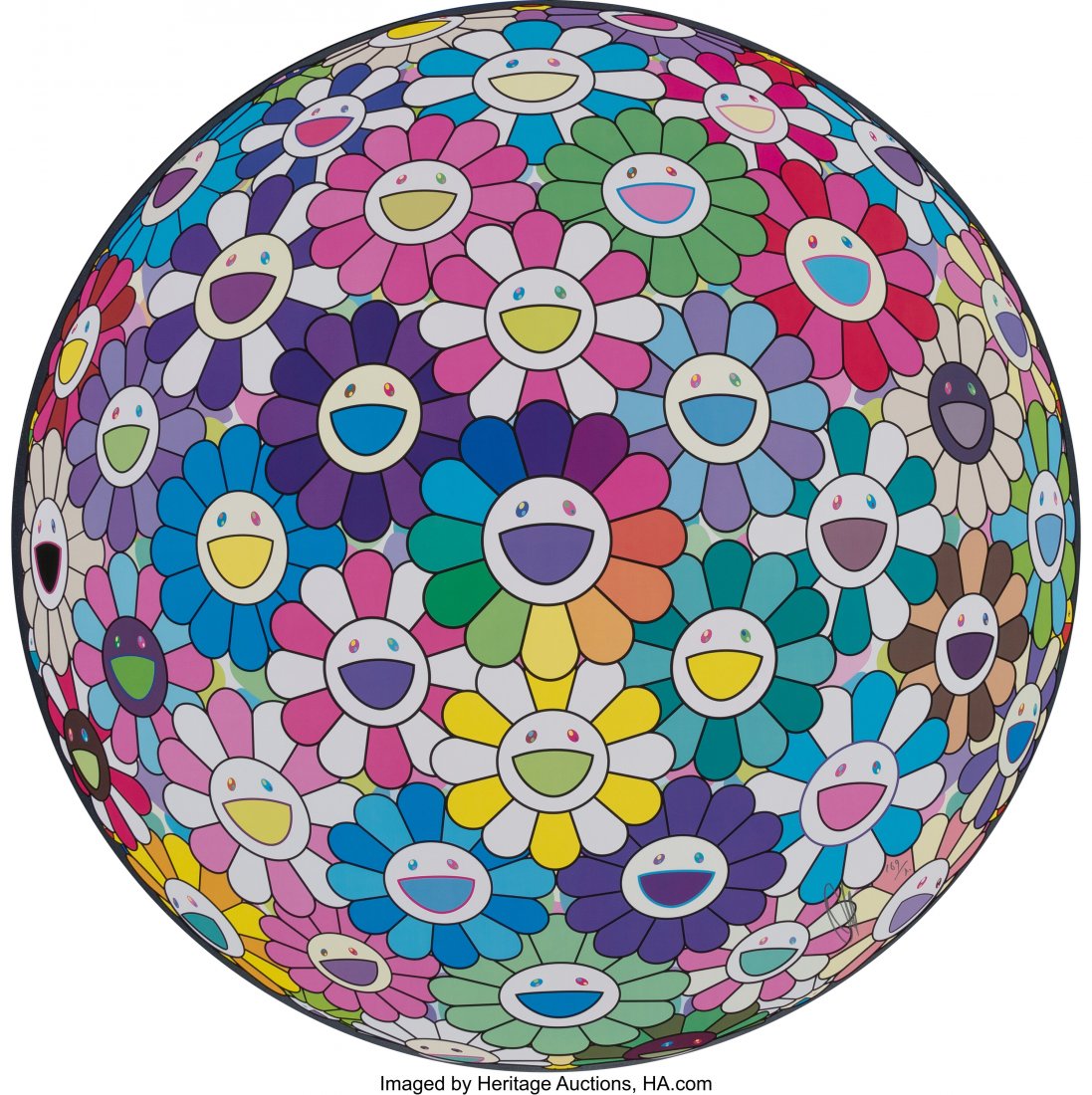 Takashi Murakami (b. 1962) Gargantua On Your Pal: Takashi Murakami (b. 1962) Gargantua On Your Palm, 2018 Offset lithograph in colors on smooth wove paper 28 inches (71.1 cm) diameter Ed. 169/300 Sig