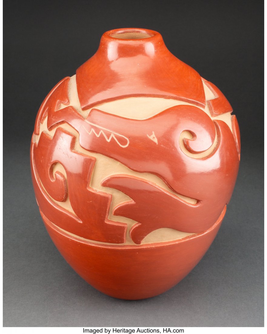 A Santa Clara Carved Redware Jar   James Ebelack (1 of 3)