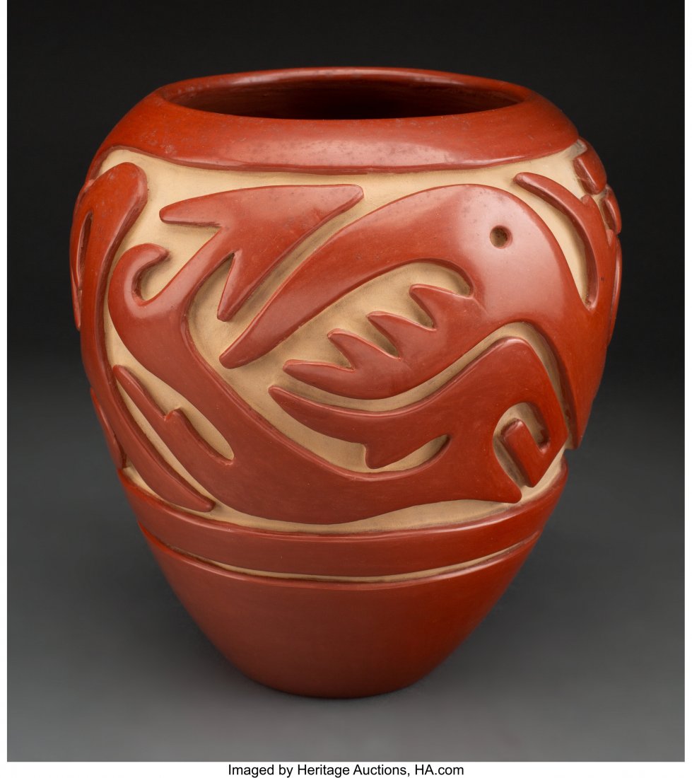 A Santa Clara Carved Redware Jar   Teresita Nara (1 of 3)