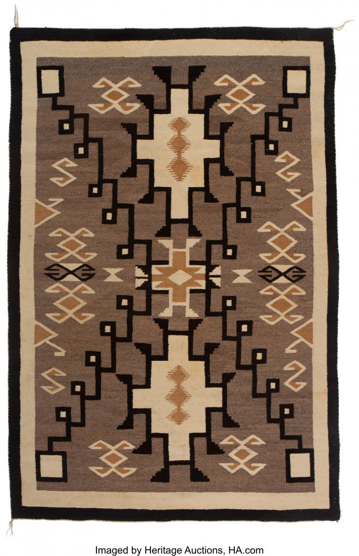 A Navajo Regional Rug  Two Gray Hills c. 1930  n (1 of 2)