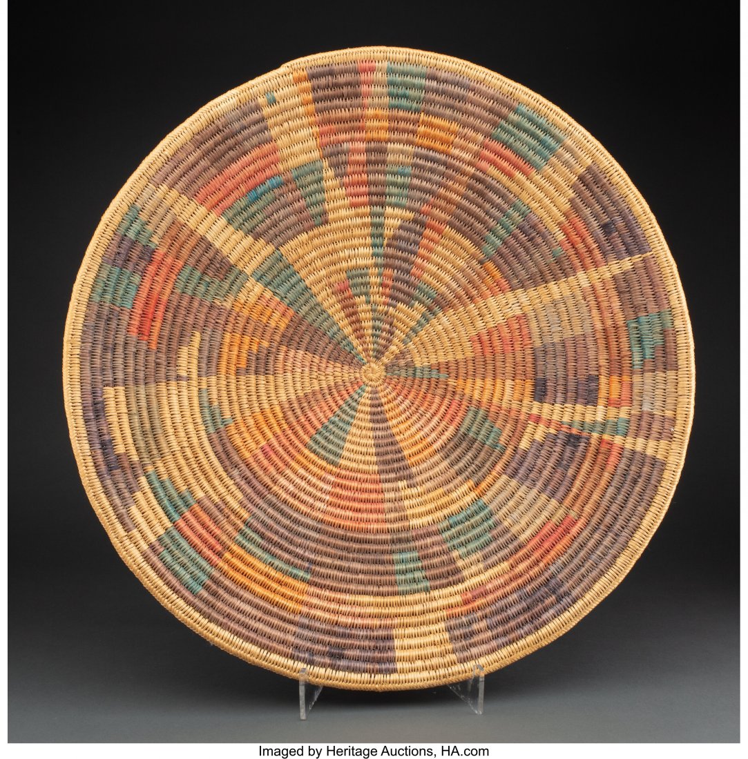 A Navajo Polychrome Coiled Tray  c. 1990  natura (1 of 2)