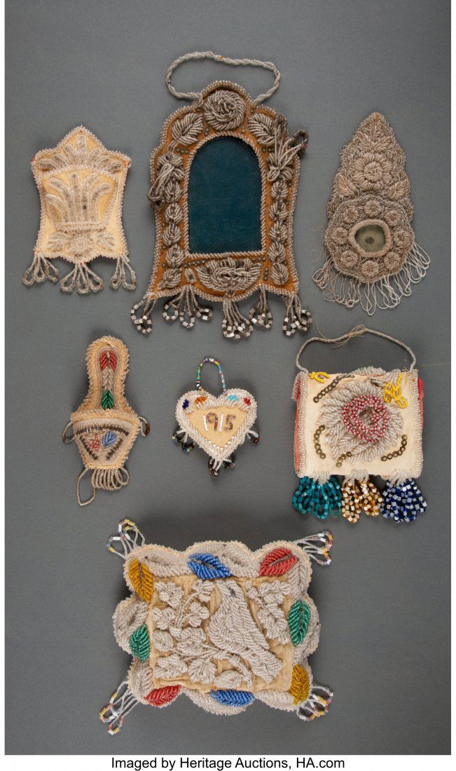 Seven Iroquois Beaded Cloth Whimsies  c. 1900  c (1 of 2)