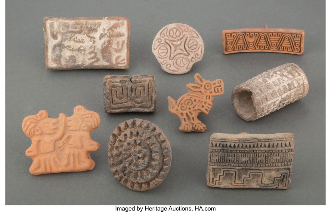 Nine Pre-Columbian Stamps  Heights: ranging from (1 of 2)