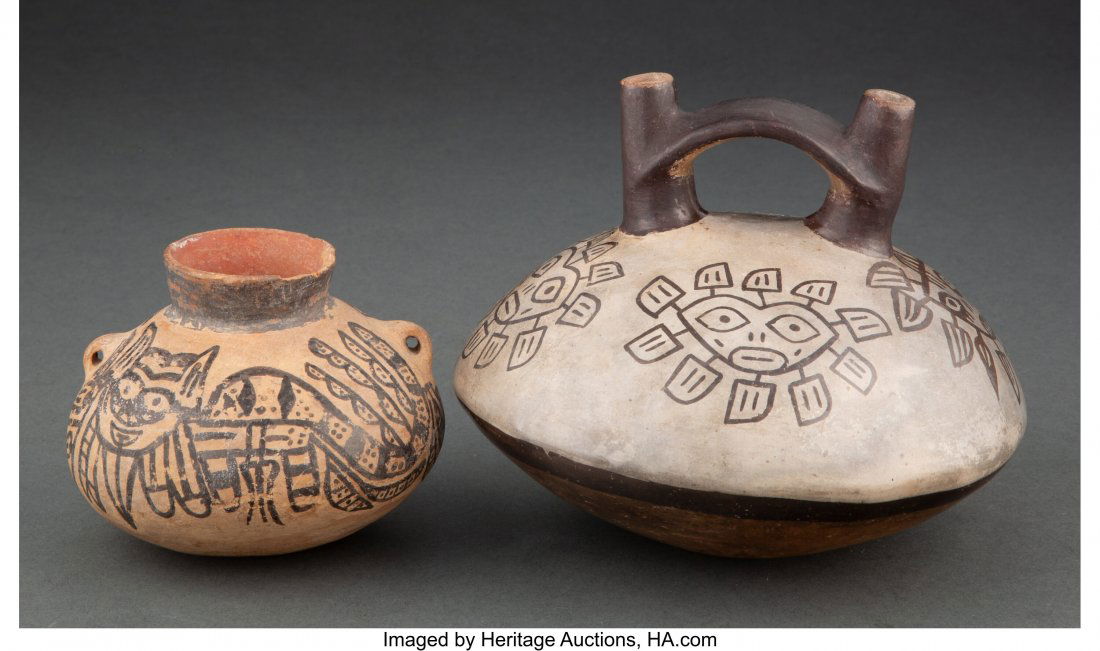 Two Nazca Vessels Diameters: 3 ½ and 5 ½ inch: Two Nazca Vessels Diameters: 3 &frac12; and 5 &frac12; inches HID03101062020 © 2020 Heritage Auctions | All Rights Reserved
