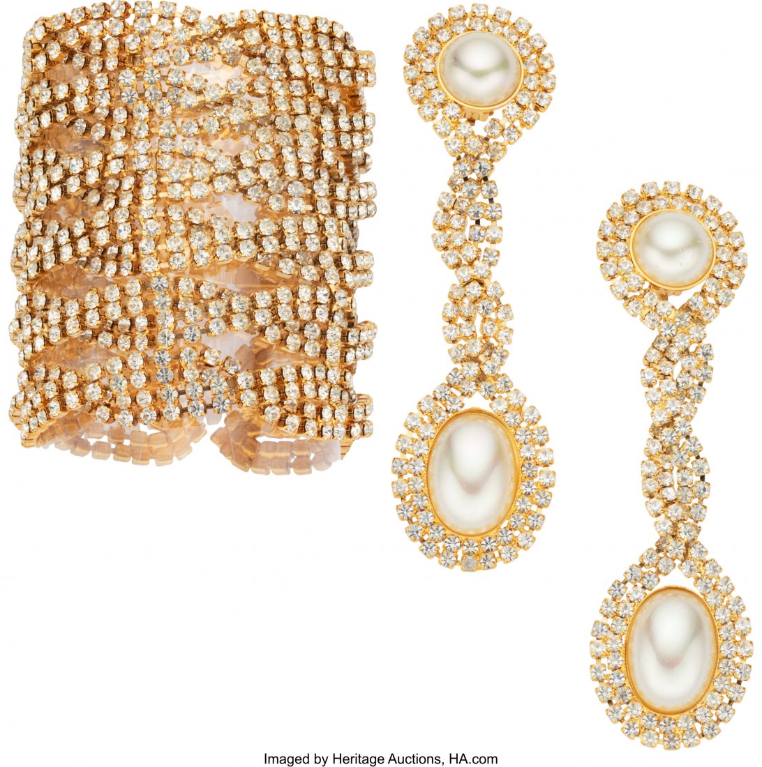 Valentino Set of Two: Gold and Crystal Bracelet (1 of 1)