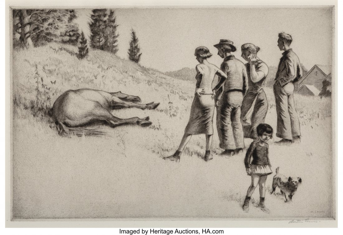 Martin Lewis (American, 1881-1962) The Old Gray: Martin Lewis (American, 1881-1962) The Old Gray Mare, 1939 Drypoint on paper 7-3/4 x 11-3/4 inches (19.7 x 29.8 cm) (image) Signed and t