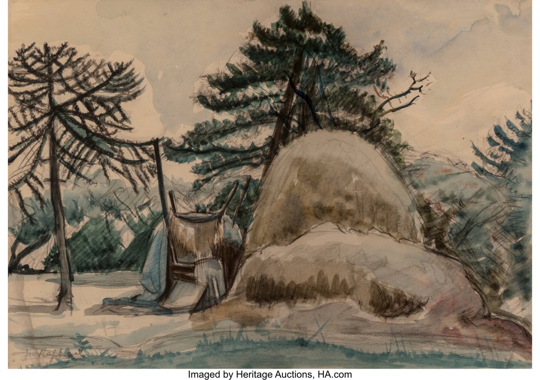 Joseph Raphael (American, 1872-1950) Untitled Wa: Joseph Raphael (American, 1872-1950) Untitled Watercolor and pencil on paper 13-3/4 x 9-3/4 inches (34.9 x 24.8 cm) (sight) Signed lower left&