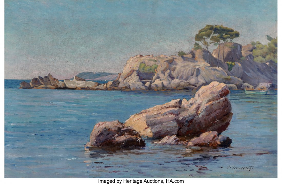 Continental School (19th Century) Rocky Shore, C: Continental School (19th Century) Rocky Shore, Capri Oil on canvas 12 x 18 inches (30.5 x 45.7 cm) Signed lower right: F. Tauffretz PROVENANCE&colo